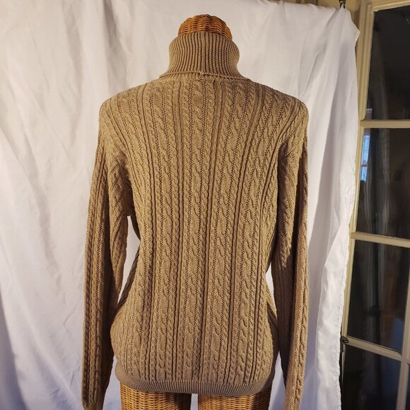 Ladies WAINSCOTT Cable Knit Turtleneck Sweater in Tan - S - Picture 4 of 5